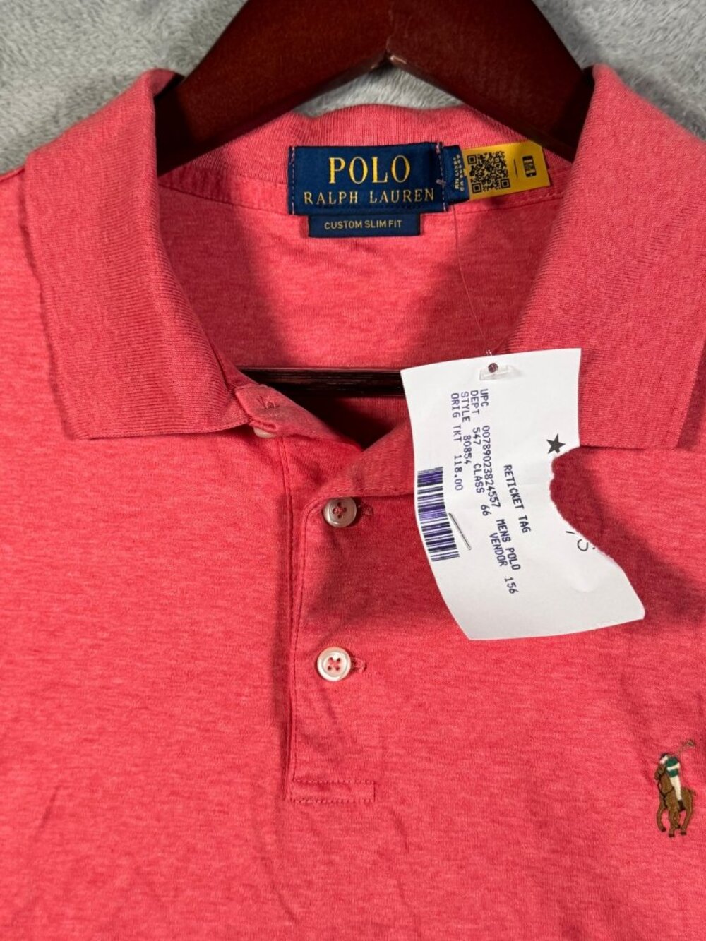 Polo Ralph Lauren Shirt Mens L Pink Heather Custom Slim Fit Short Sleeve Soft